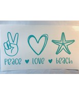 Peace Love Beach Mint Green Vinyl Car Window Laptop Decal New - $8.00