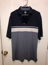 Foot Joy FJ Mens MEDIUM Striped Polo Shirt Short Sleeve Poly Spandex Blend - $14.84