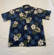 Pacific Legend Blue Floral Hawaiian Shirt Mens Large Vintage Made in Hawaii USA  - £12.14 GBP
