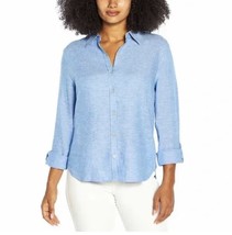 ORVIS Women&#39;s Plus Size XXL Linen Blend Long Tab Sleeve Blue Shirt NWT - $15.29