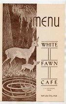 White Fawn Cafe Restaurant Menu Main Street Salt Lake City Utah 1946 - £14.02 GBP