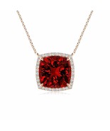 ANGARA Lab-Grown Cushion Ruby Halo Pendant Necklace in 14K Gold (9mm,3.8... - £1,619.43 GBP