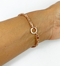 Women 3MM Pink Gold Plated Balinese Chain Bracelet, 925 Silver Byzantine Chain  - £75.06 GBP+