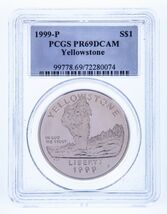 1999-P $1 Silver Commemorative Yellowstone Round Graded by PCGS as PR69DCAM - €84,39 EUR