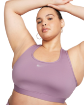 Nike Womens' Swoosh Medium Support Padded Sports Bra (Plus Size) Violet Dust ... - $40.00