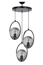 Roman Black Modern Smoked Imported Glass Pendant Lamp Triple Chandelier - £84.75 GBP