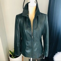 Preston &amp; York Lambskin Leather Moto Jacket, Luxurious, Dark Green, Smal... - $225.00