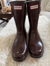 HUNTER Original Short Gloss Rain Boots Terracotta H20Proof Size 11 - $55.75