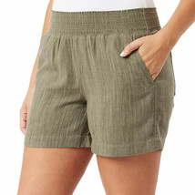 Briggs Women&#39;s Plus Size XXL Green Elastic Waist Linen Blend Shorts NWT - $156.08 MXN