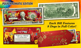 USA $2 Bill 2018 Chinese New YEAR OF Dog Polychromatic Red Envelop Certifed - £14.74 GBP