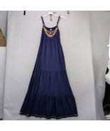 Charlotte Russe Navy Tiered Maxi Dress S Brass Beads Spaghetti Straps Hi... - €27,31 EUR