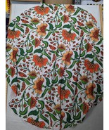 Floral Flowers Bugs Springtime Table Cloth Round Handmade About 60 x 58 ... - $34.95