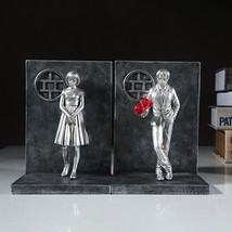 2Pcs Bookends Banksy Modern Street Art Resin Bookshelf 3D Figure Books End - £37.35 GBP