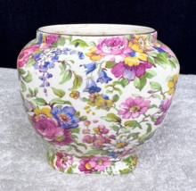 ROYAL WINTON Summertime Chintz  Square Jam Jar No Lid Vase Vessel - $38.12