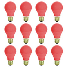 12 Pack Sunlite 40 Watt A19 Colored, Medium Base, Ceramic Bulb finish Red Light - £45.49 GBP