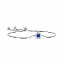 ANGARA Bezel-Set Sapphire Bolo Bracelet Halo in 14K Gold (Grade-AAA Size-5) - £1,175.67 GBP