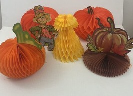 Vintage Beistle Die Cut Honeycomb Tissue Halloween Centerpiece Scarecrow Pumpkin - £13.42 GBP