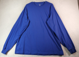 Lands&#39; End Super Tee Shirt Men XLT Blue 100% Cotton Long Raglan Sleeve Crew Neck - £9.84 GBP