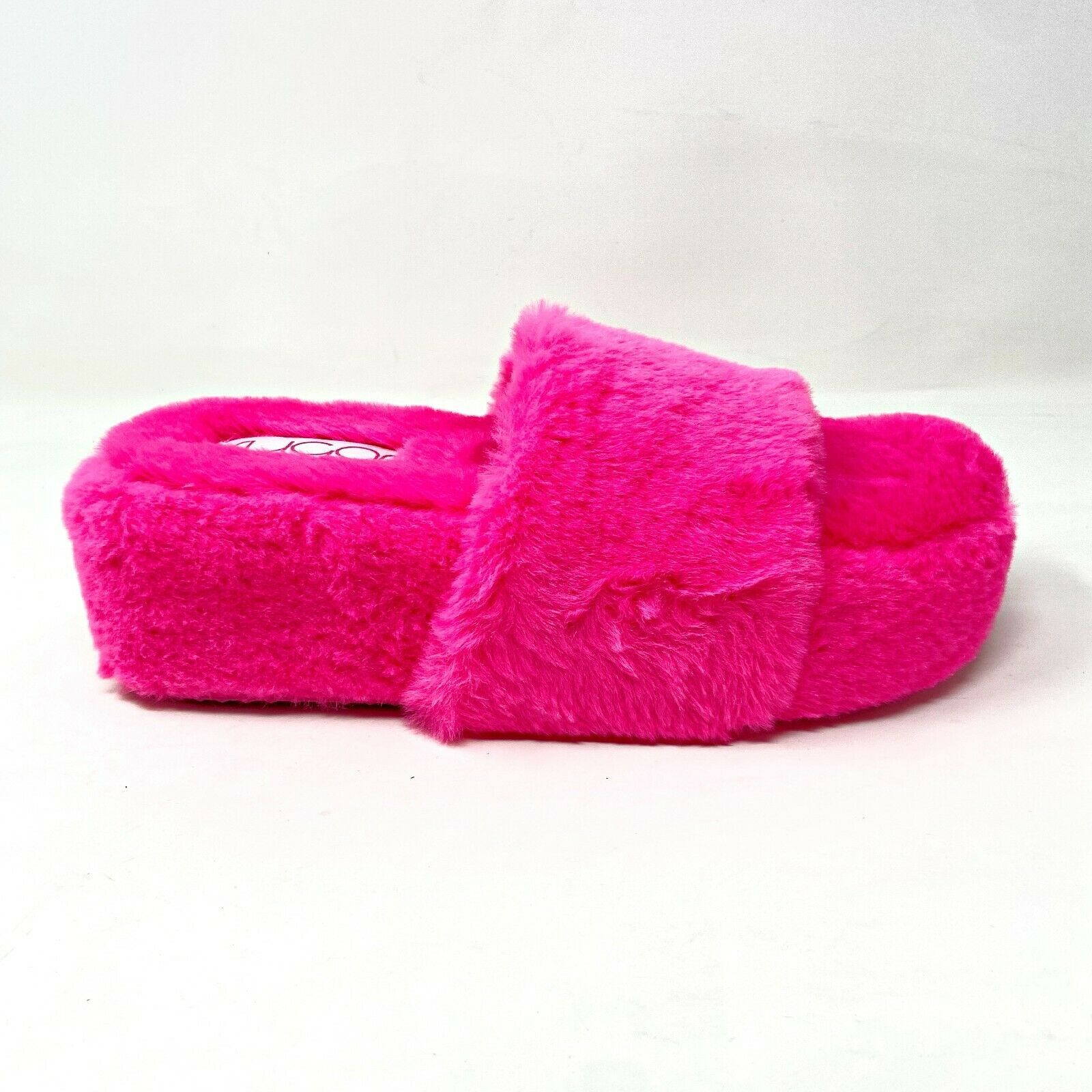 Sugar Wryde Hot Pink Platform Womens Fluffy Slip On Fur Slipper Warm Sandals