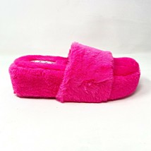 Sugar Wryde Hot Pink Platform Womens Fluffy Slip On Fur Slipper Warm San... - £6.31 GBP