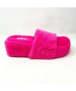 Sugar Wryde Hot Pink Platform Womens Fluffy Slip On Fur Slipper Warm San... - £6.33 GBP
