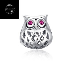 Genuine 925 Sterling Silver Love My Owl Animal Bead Charm For Bracelets With CZ - £13.15 GBP