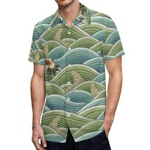Mondxflaur Ocean Waves Button Down Shirts for Men Short Sleeve Pocket Ca... - £20.74 GBP