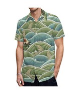 Mondxflaur Ocean Waves Button Down Shirts for Men Short Sleeve Pocket Ca... - $35.65 CAD