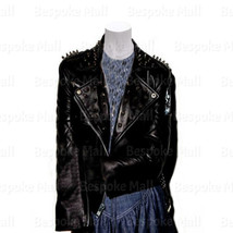New Women&#39;s Handmade Black Spiked Studded Punk Rock Cowhide Leather Jacket-368 - £231.80 GBP