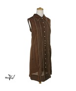 Cocoa Brown R&amp;K Vintage Dress - Sleeveless Sheath, Decorative Trim - L -... - £25.50 GBP