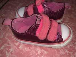 Converse All Star ~ Toddler Kids Metallic Pink Purple Shoes Low Top Girl&#39;s ~ 4 - £11.69 GBP