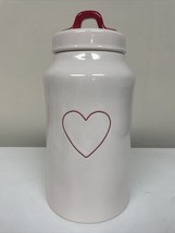 Rae Dunn Valentine’s Day Heart Canister with Red Handle 9 1/2&quot; tall - £7.56 GBP