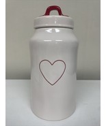 Rae Dunn Valentine’s Day Heart Canister with Red Handle 9 1/2&quot; tall - £7.44 GBP