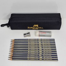 Faber-Castell Goldfaber 1221 Pencils Lot Of 12 w/ Pouch Eraser &amp; Sharpener - $19.35