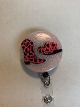 badge reels retractable id holder - Cowboy Boot And Hat.  Hot Pink - £7.93 GBP