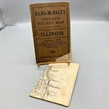 Antique Rand McNally ILLINOIS Indexed Pocket Map and Auto Road Guide 1917, Shopp - £46.98 GBP