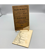 Antique Rand McNally ILLINOIS Indexed Pocket Map and Auto Road Guide 191... - £47.06 GBP