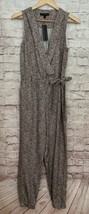 Banana Republic Leopard Print Jumpsuit Tencel Tie Faux Wrap Jogger Leg S... - $47.20