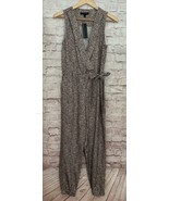 Banana Republic Leopard Print Jumpsuit Tencel Tie Faux Wrap Jogger Leg S... - $64.40 CAD