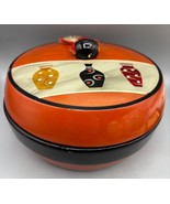 Vtg Japanese Lacquerware Bowl With Lid Hand Painted Orange - $22.54