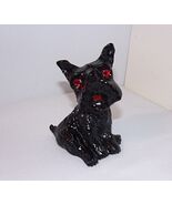 Vtg Coal Dog Scottish Terrier Black Figure Red Shiny Faceted Eyes 3.25&quot; ... - €16,55 EUR