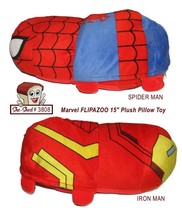 15&quot; Marvel Ironman Spiderman Flipazoo Plush Pillow Toy Iron Man Spider Man - £11.76 GBP