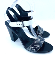 Tahari Women&#39;s Meg Leather Sandals - Black / Ivory, US 9.5M - £15.81 GBP