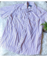 VTG WRANGLER WESTERN PEARL SNAP BUTTON RED GRAY STRIPE SHORT SLEEVE SHIR... - €25,74 EUR