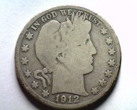 1912-S Barber Half Dollar Good G Nice Original Coin From Bobs Coins Fast Ship - £16.98 GBP