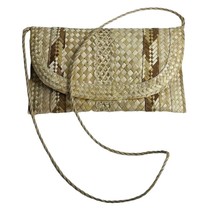 Wicker Style Straw Women&#39;s Purse Clutch Shoulder Bag Woven Lined 13&quot; x 8&quot; - £12.58 GBP