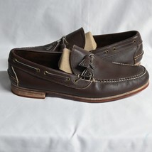 Eddie Bauer Slip-On Loafers sz 13 M Rich Brown Leather Tassels Vibram Soles - $37.99