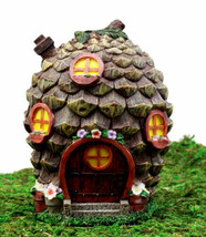Enchanted Fairy Garden Miniature Halloween Cozy Pinecone Cottage House Figurine - £20.55 GBP