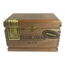 FLOR FINA 8-5-8 By Arturo Fuente Empty Wooden Cigar Box Humidor Hinged F... - £29.85 GBP