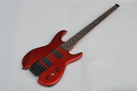 4 Strings Headless Electric Bass Guitar,Transparent Red Mahogany Body S358 - $280.00